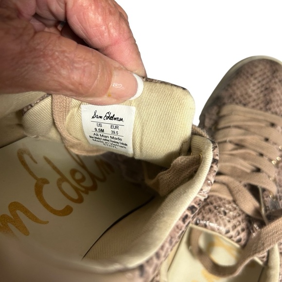 Sam Edelman Ethyl Faux Leather Snakeskin Print Pink Sneakers Sz 9.5 - Picture 10 of 10